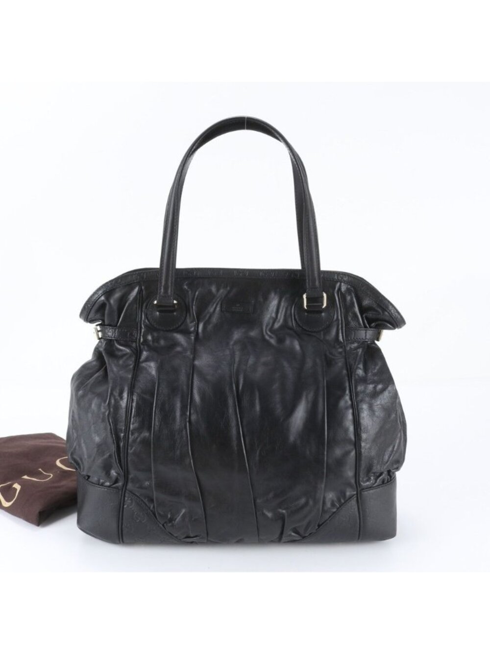 Gucci Leather Tote Bag Shoulder Hand Black